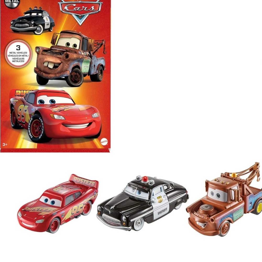 "Disney Cars Radiator Springs 3-Pack Die-Cast Toy Cars -Lightning McQueen, Mater